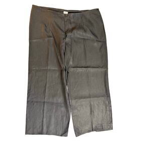 Armani Collezioni Black Linen Wide-Leg Trousers (Made in Italy) - Size 16